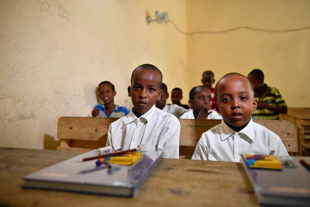 Pupils at Qamar Primary School, Mogadishu, Somalia.