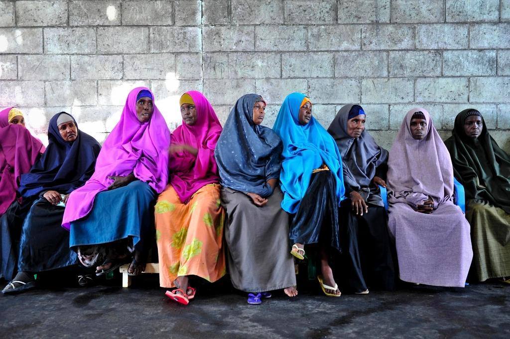 Members of the business community at a meeting in Kismayo, Somalia.